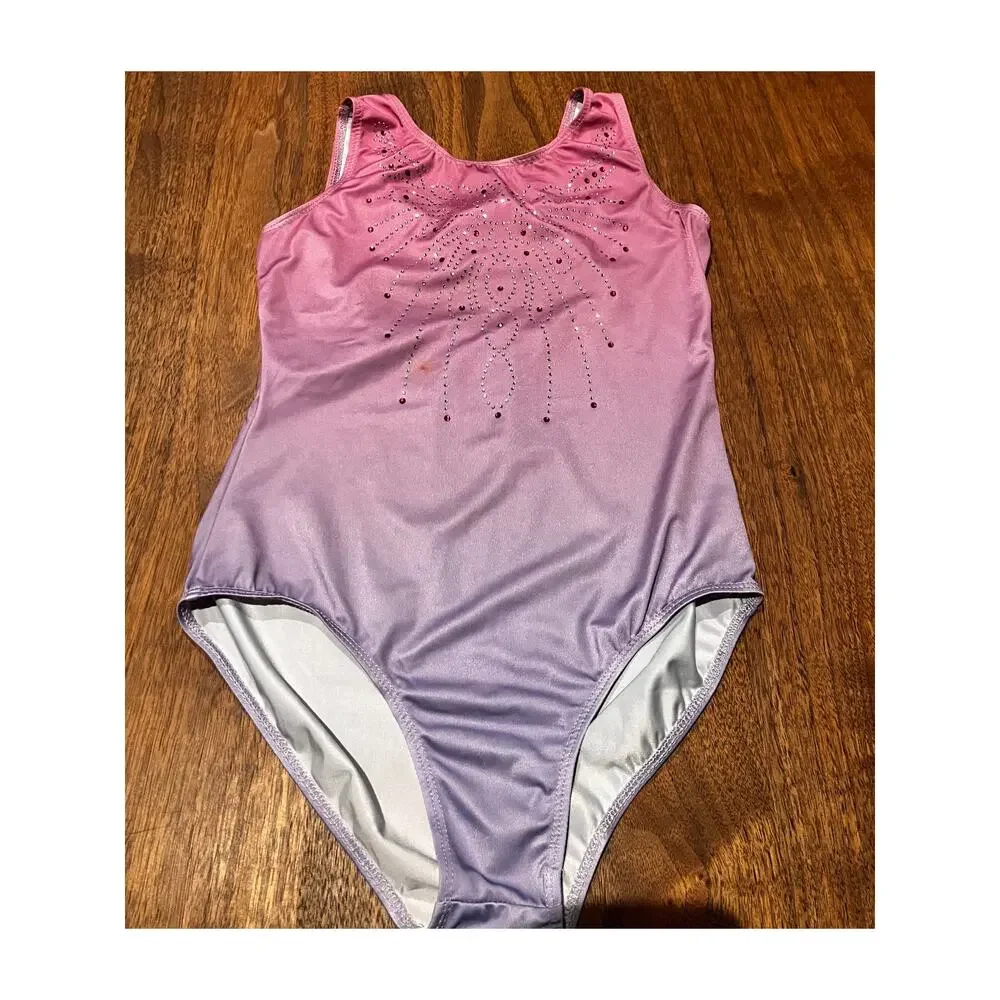 Girls Gymnastics‎ Leotards Lot Zaclotre Metallic Star & Purple Rhinestone Sz 160